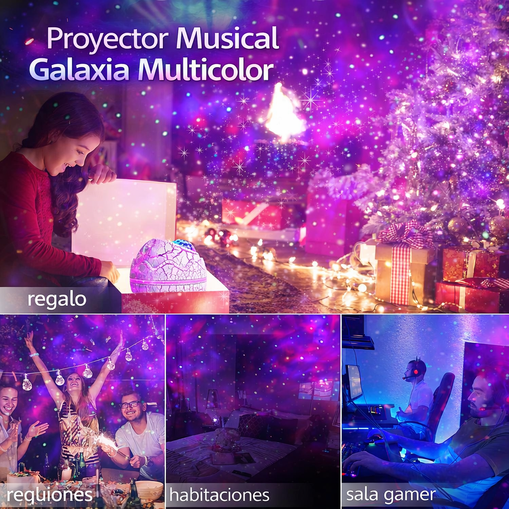 Duerme bajo las Estrellas: Proyector de Galaxia con Control Remoto y Sonidos Relajantes + OBSEQUIO Peluche Despertador
