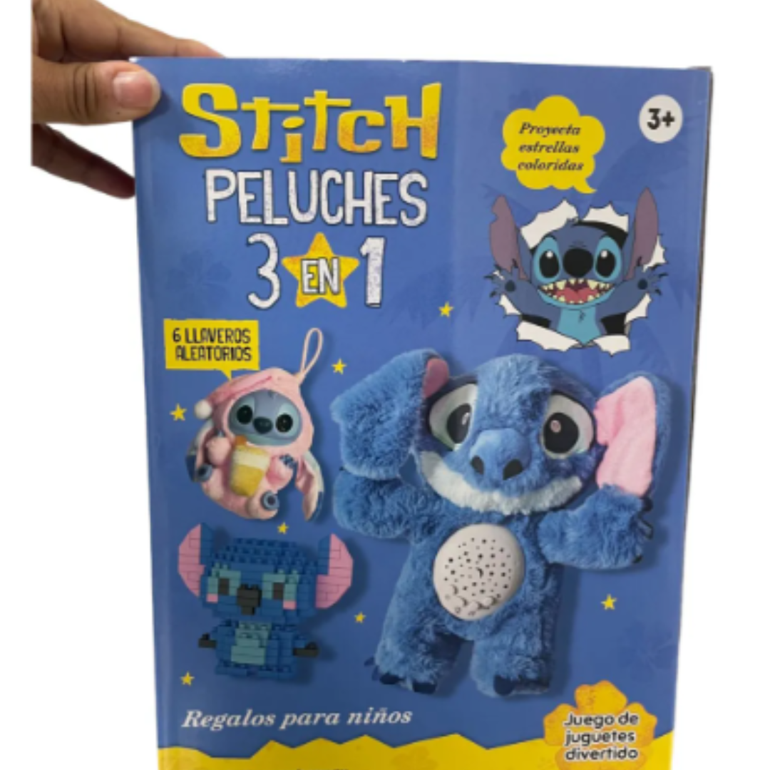 Combo Stich 3 en 1 , Proyector + Lego Stich + Labubu Stich