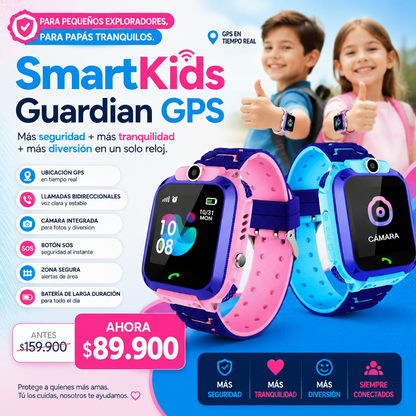 SmartKids Guardian GPS- Más seguridad + más tranquilidad + más diversión en un solo reloj.