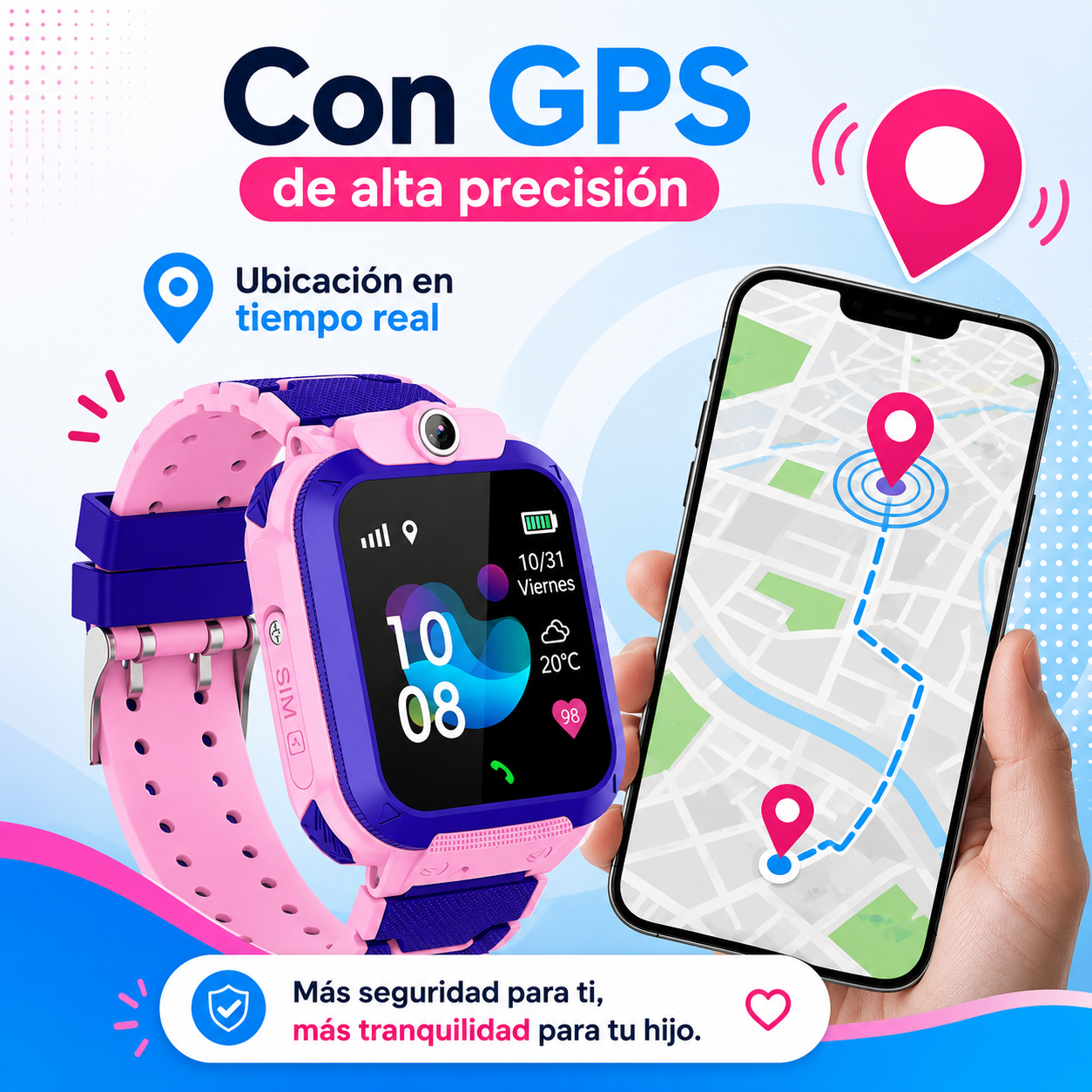 SmartKids Guardian GPS- Más seguridad + más tranquilidad + más diversión en un solo reloj.