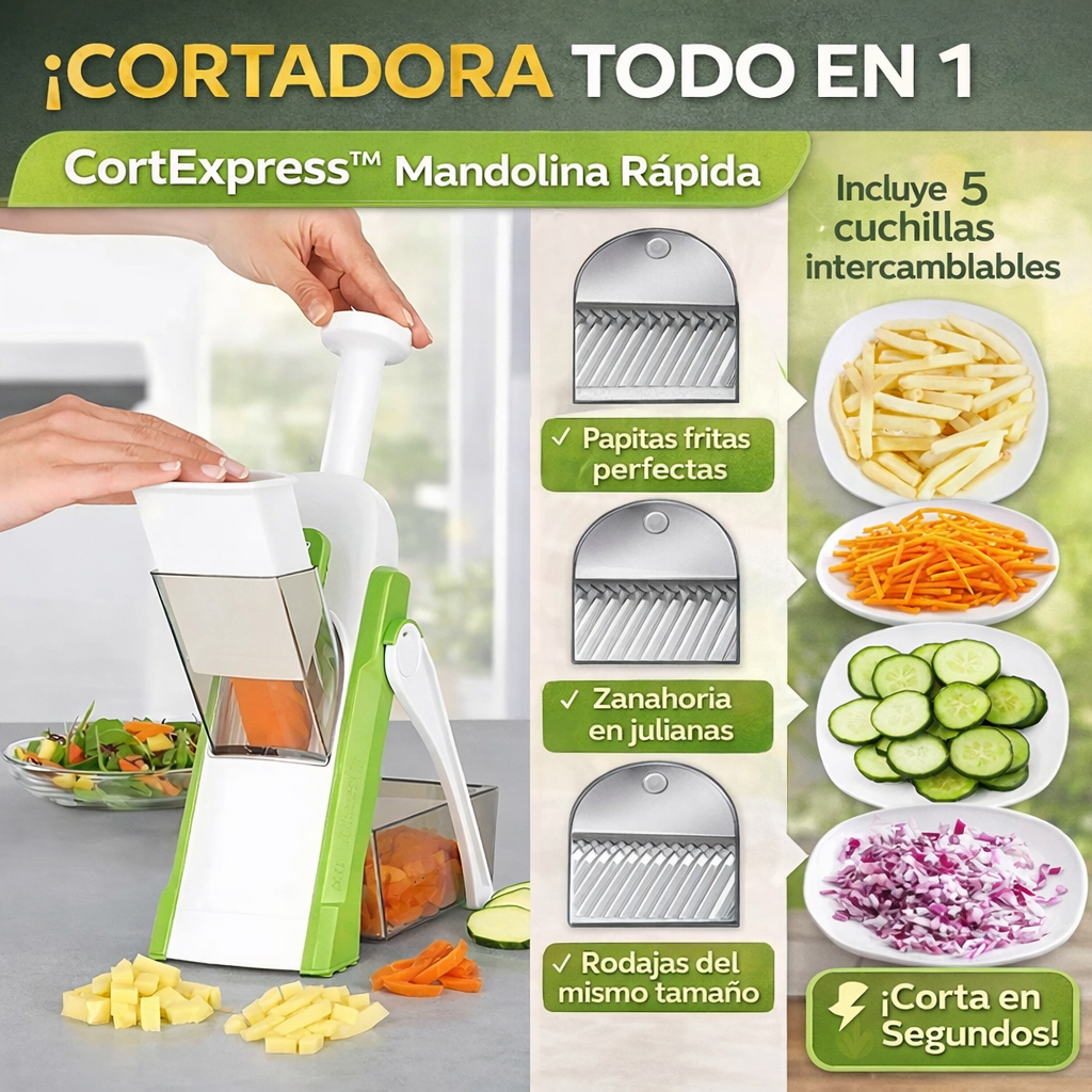 CortExpress™ Mandolina Multifuncional 5 en 1– Corta Verduras en Segundos