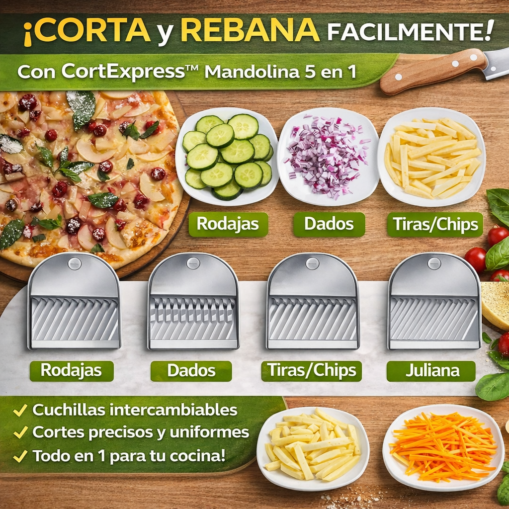 CortExpress™ Mandolina Multifuncional 5 en 1– Corta Verduras en Segundos