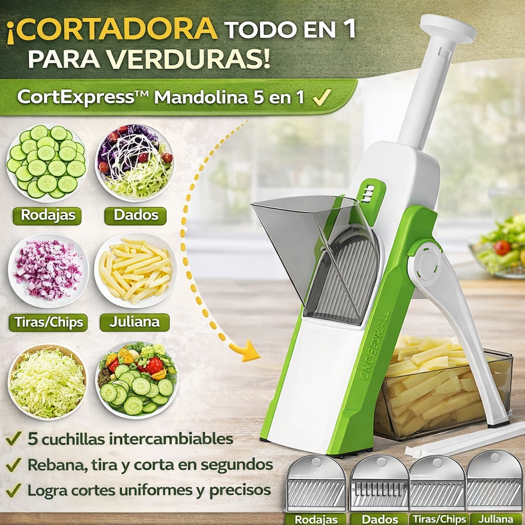 CortExpress™ Mandolina Multifuncional 5 en 1– Corta Verduras en Segundos