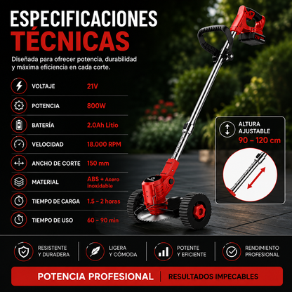 Guadaña Electrica Pro Compacta-  Corta Maleza, Césped y Bordes SIN Cables y SIN Esfuerzo