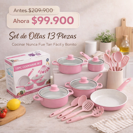 Set Completo de Cocina 13 Piezas – Diseño Premium + Antiadherente 🌸