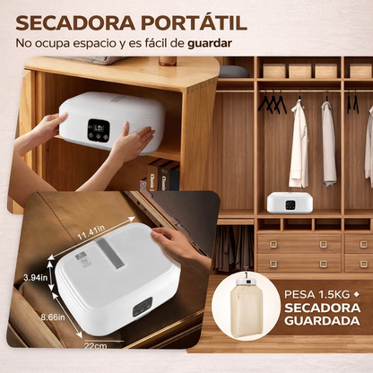Secadora Pro Portátil 360°: Ropa Seca y Lista en 20 Minutos.