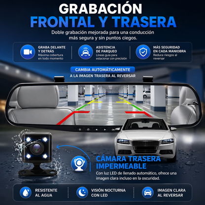 VisionDrive HD- Retrovisor inteligente con cámara HD que graba todo lo que pasa en tu camino para mayor seguridad y tranquilidad