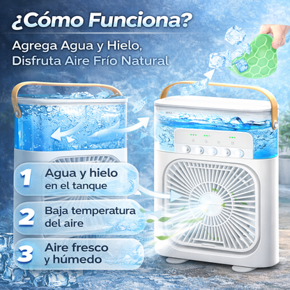 AireFresh Pro – Enfriador Personal 3 en 1,Enfría, Humidifica y Refresca.