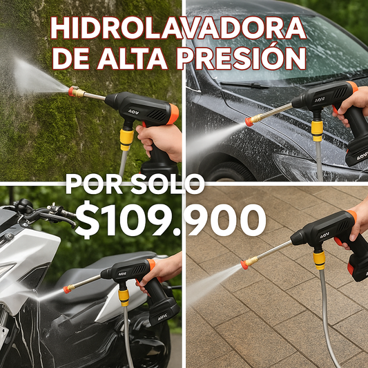 Limpieza profunda en minutos, sin cables ni enredos - HIDROLAVADORA PORTATIL