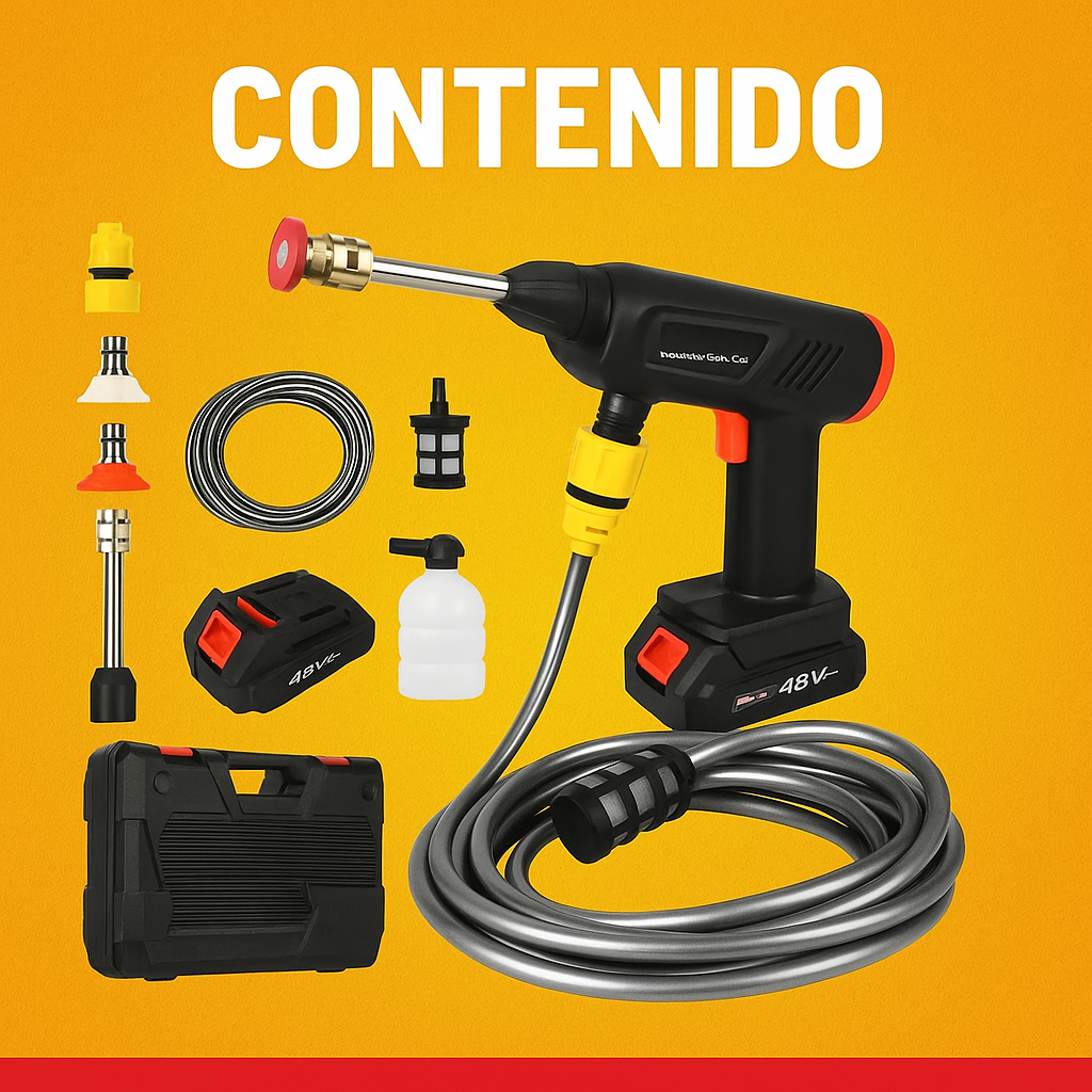 Limpieza profunda en minutos, sin cables ni enredos - HIDROLAVADORA PORTATIL