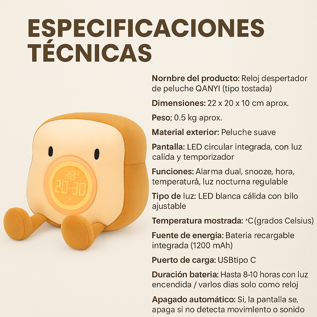 Más que un Reloj, un Compañero de Sueño - PELUCHE DESPERTADOR