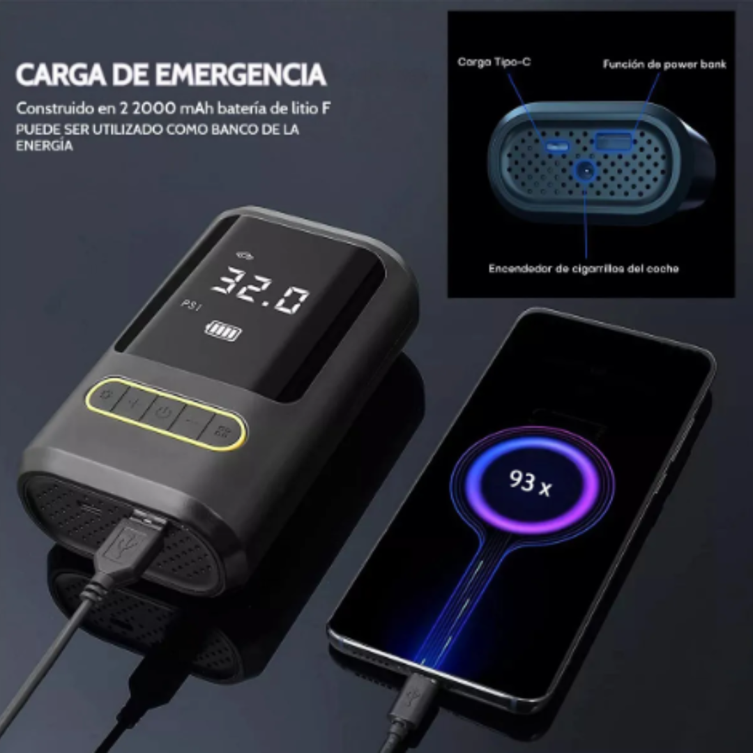 Compresor Portátil 2 en 1 con PowerBank 80W