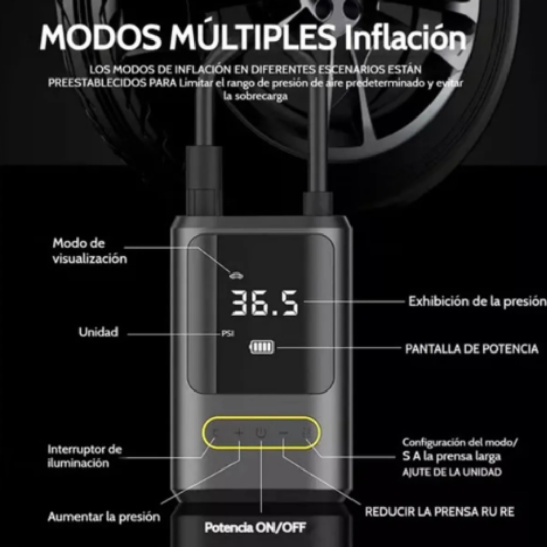 Compresor Portátil 2 en 1 con PowerBank 80W