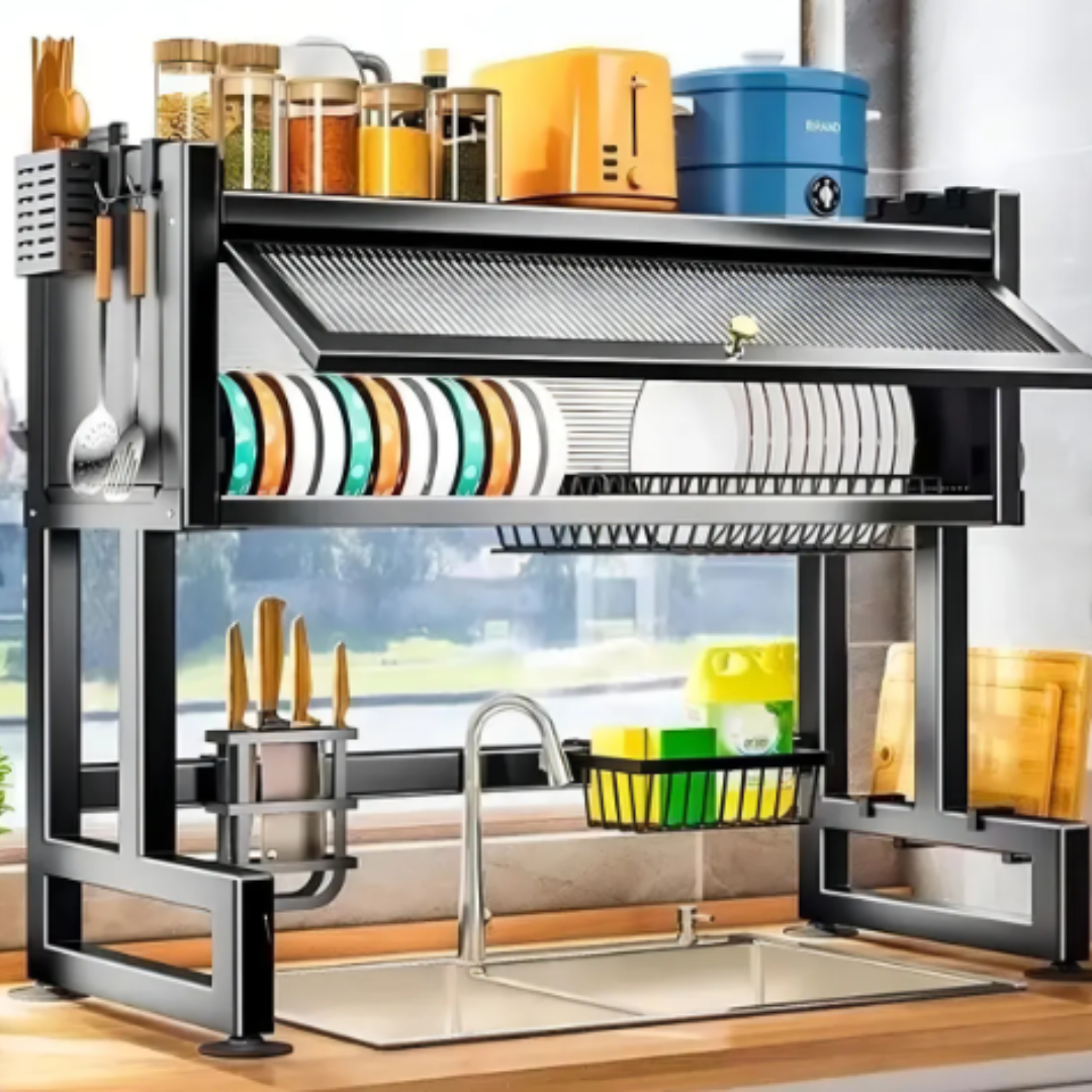 Escurridor de Platos Grande de 2 Niveles