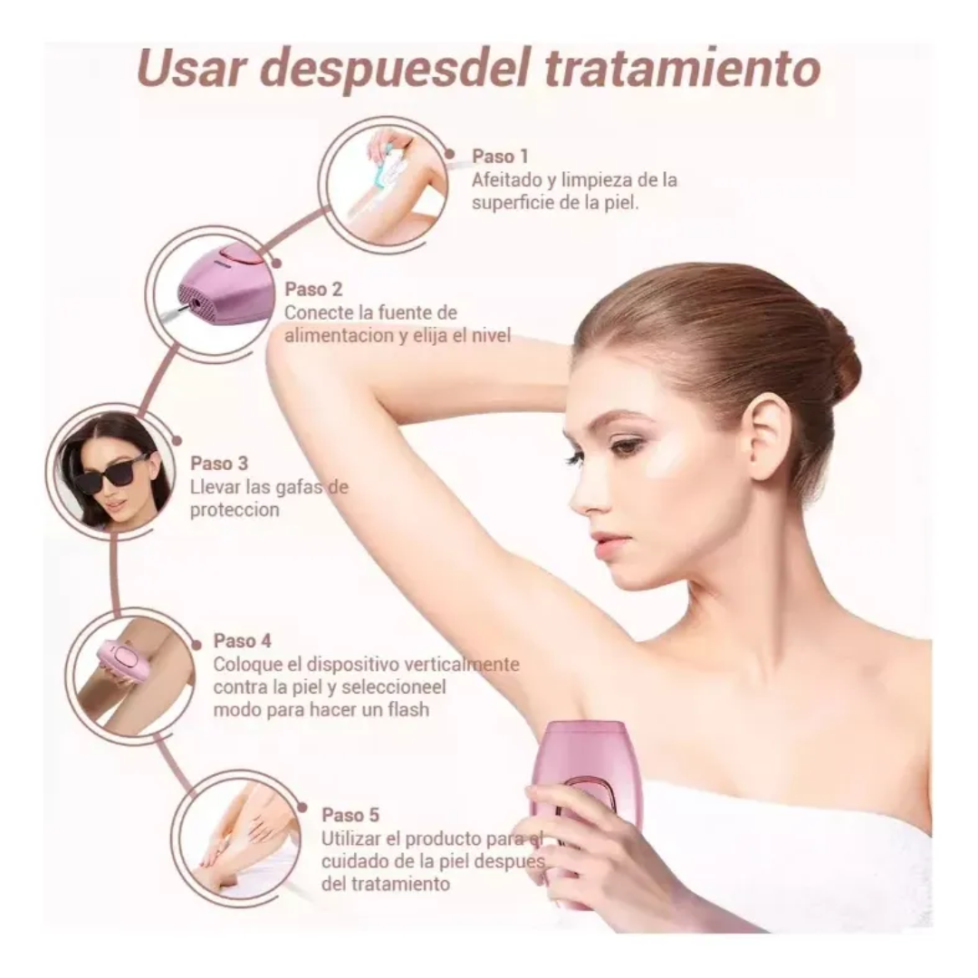 Luce una piel perfecta sin citas ni dolor. Depiladora IPL