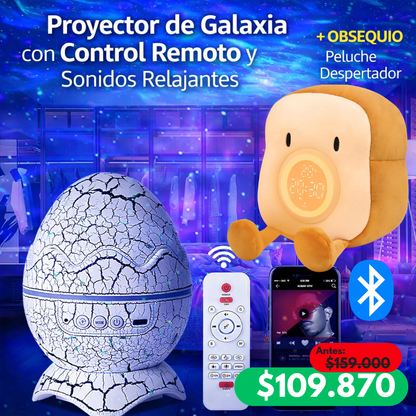Duerme bajo las Estrellas: Proyector de Galaxia con Control Remoto y Sonidos Relajantes + OBSEQUIO Peluche Despertador