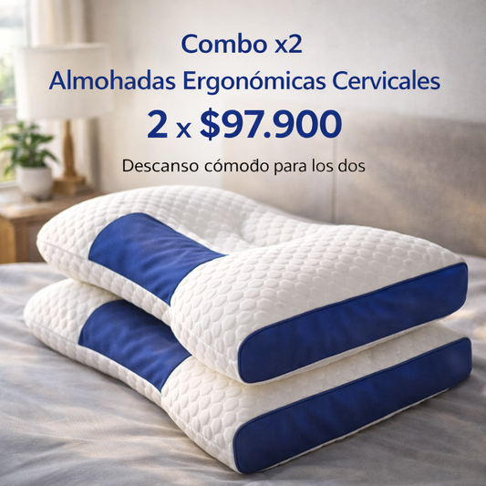 Combo X2 Almohadas Ergonómica Cervical  – Más Descanso, Mejor Precio