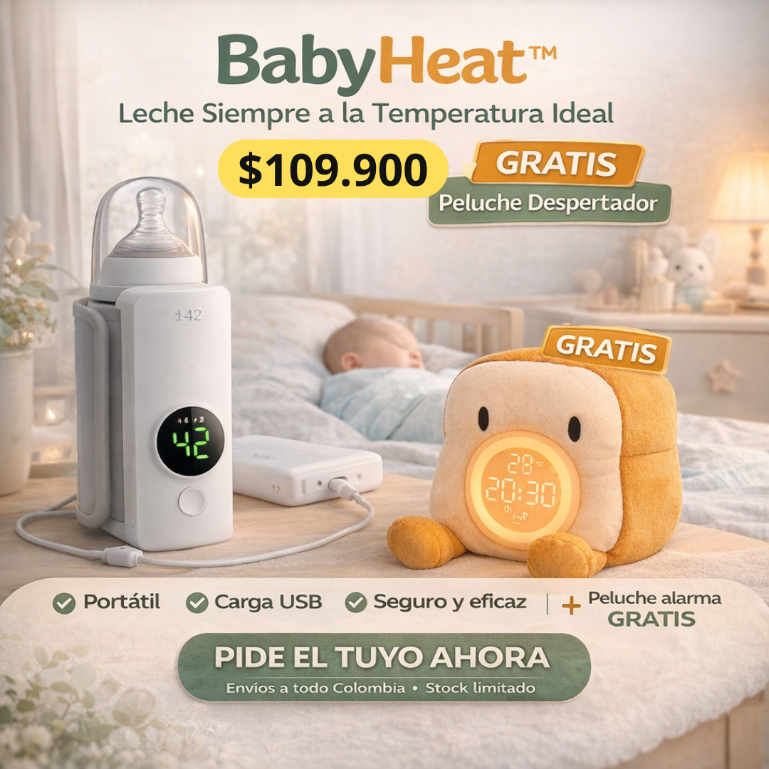 BabyHeat™ Calentador Inteligente de Teteros – Leche Siempre a la Temperatura Ideal y GRATIS Peluche Despertador.