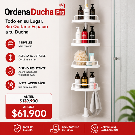 OrdenaDucha Pro- Todo en su Lugar, Sin Quitarle Espacio a tu Ducha