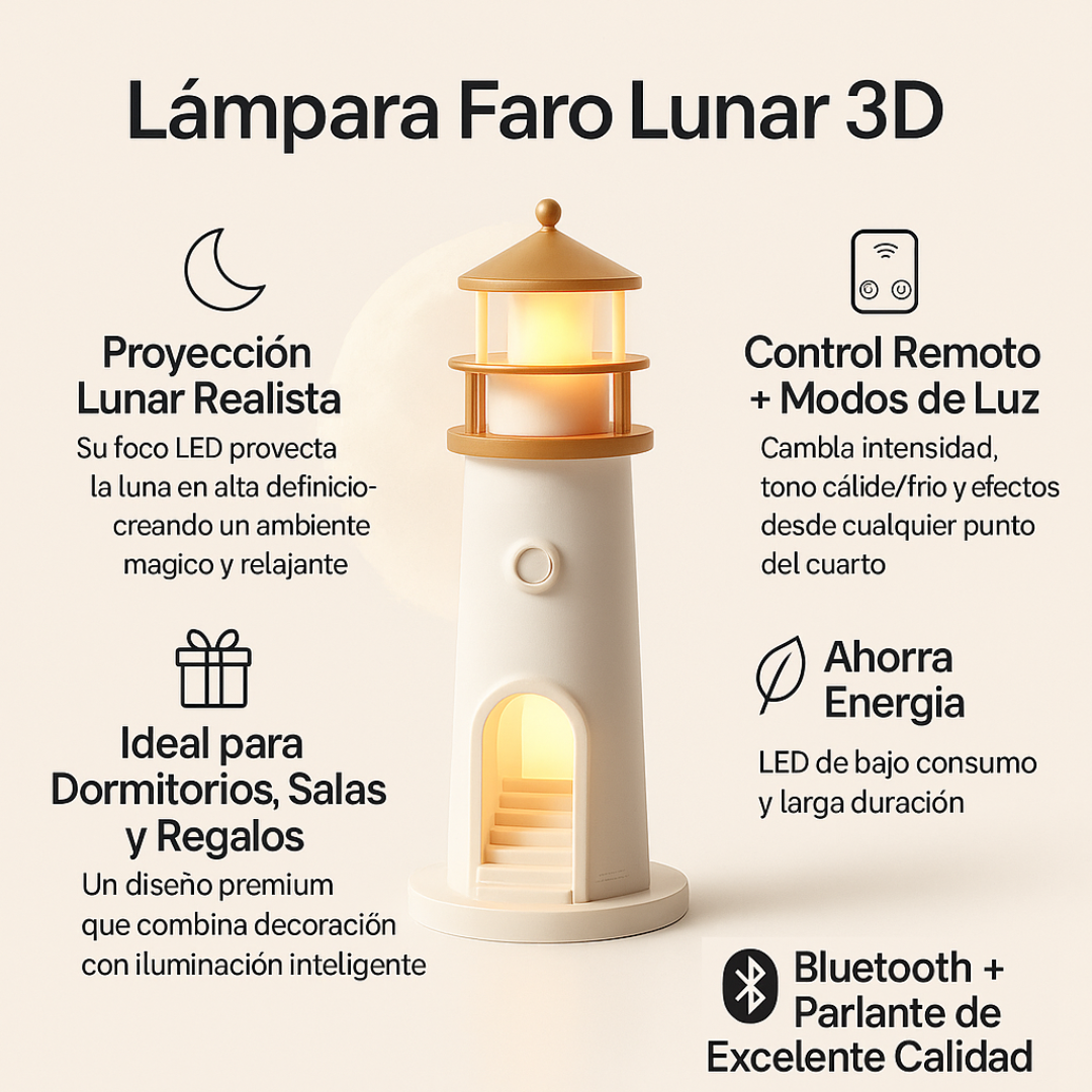 ✨ Proyector Faro Lunar 3D + Parlante Bluetooth 🌕