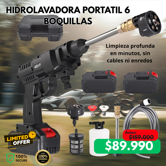 Limpieza profunda en minutos, sin cables ni enredos - HIDROLAVADORA PORTATIL