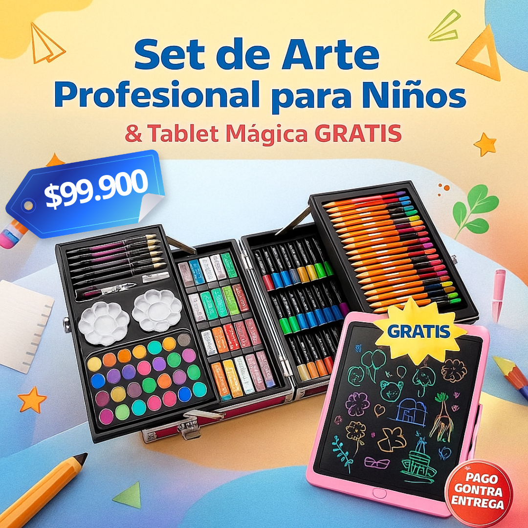 Set de Arte Profesional- GRATIS Tablet Mágica Dibujo 12"