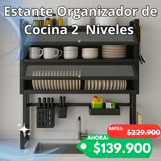 Estante Organizador de Cocina 2  Niveles - Orden y Estilo en tu Cocina